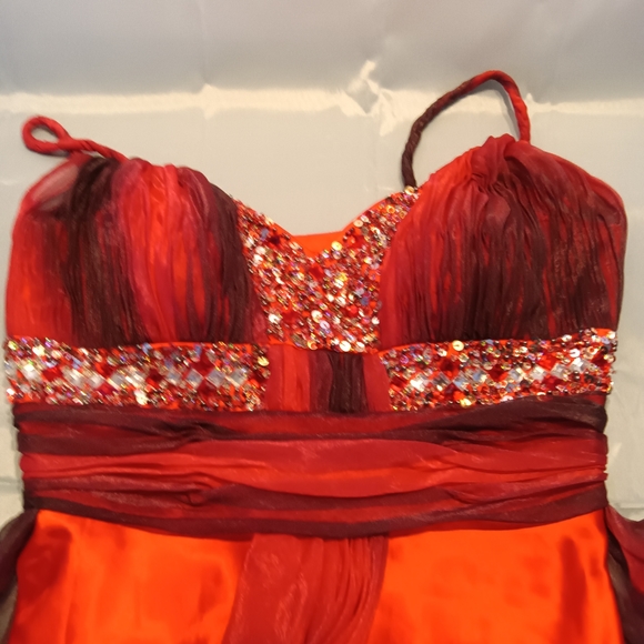 Multi color red gown - Picture 5 of 12